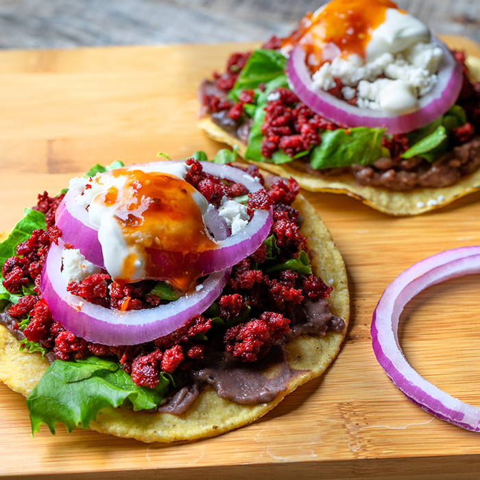Chorizo & Refried Beans Tostada recipe
